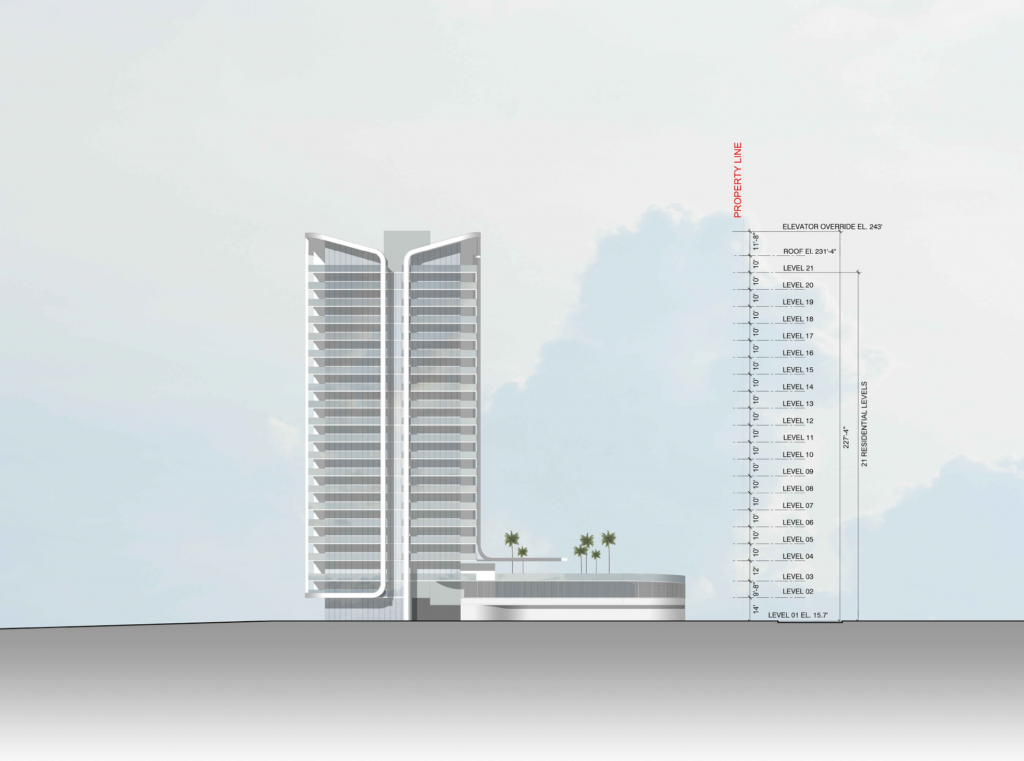 900 N Ocean Blvd. Designed by Arquitectonica.